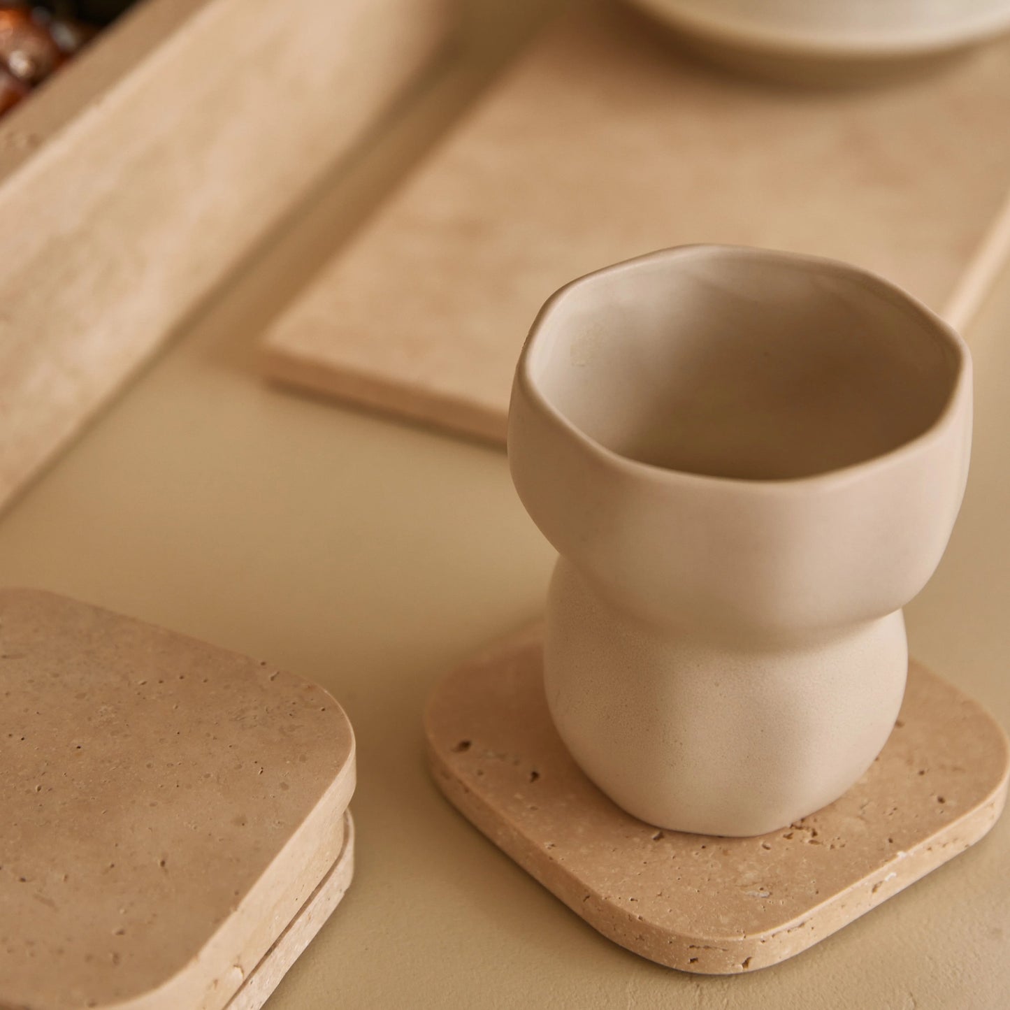Travertine onderzetters