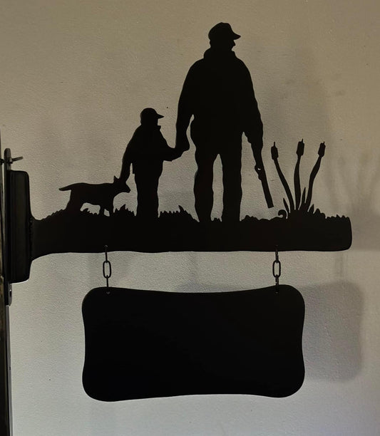 Jacht naambord "Vader met zoon hand in hand"